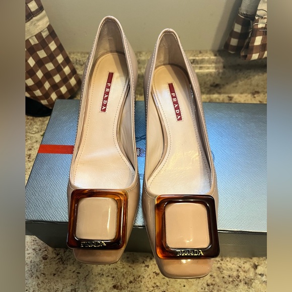 Prada Calzature Donna Vernice 5 Nudo Slip On Buckle Size 36 1/2 (6.5) - Picture 8 of 14